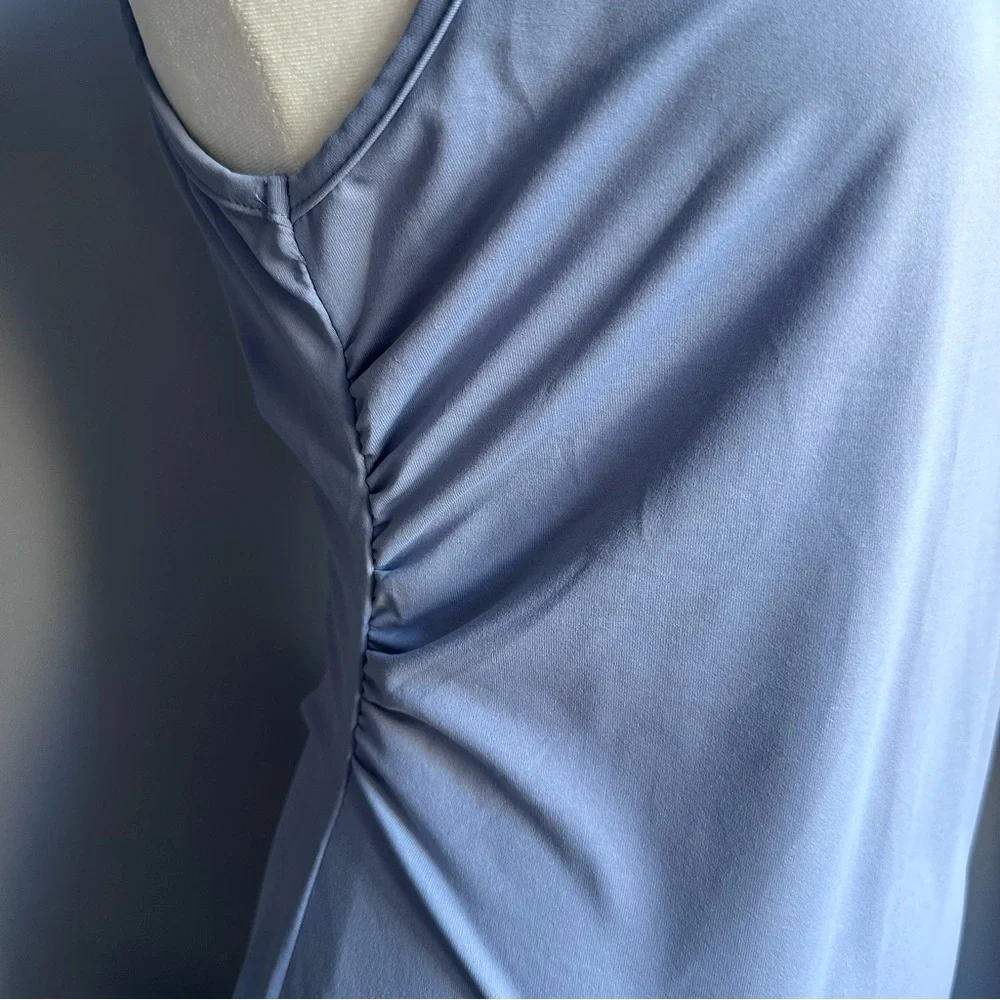 Dusty Blue Ruched Waist Tank Dress 🦋 - Picture 5 of 6